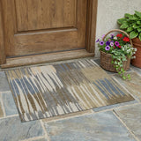 3' X 5' Beige And Brown Striped Washable Indoor Outdoor Area Rug