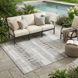 5' X 8' Silver And Gray Striped Washable Indoor Outdoor Area Rug