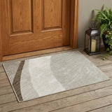 3' X 5' Brown And Ivory Abstract Washable Indoor Outdoor Area Rug