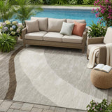 5' X 8' Brown And Ivory Abstract Washable Indoor Outdoor Area Rug