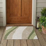 3' X 5' Olive Green And Green Abstract Washable Indoor Outdoor Area Rug