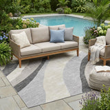 5' X 8' Pewter And Gray Abstract Washable Indoor Outdoor Area Rug