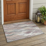3' X 5' Ivory And Silver Abstract Washable Indoor Outdoor Area Rug