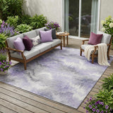 5' X 8' Lavender And Purple Abstract Washable Indoor Outdoor Area Rug