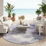 8' Lavender And Purple Round Abstract Washable Indoor Outdoor Area Rug