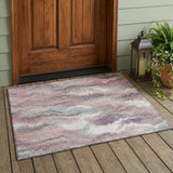 3' X 5' Mauve And Pink Abstract Washable Indoor Outdoor Area Rug