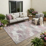 5' X 8' Mauve And Pink Abstract Washable Indoor Outdoor Area Rug