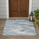 3' X 5' Pewter And Gray Abstract Washable Indoor Outdoor Area Rug