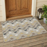 3' X 5' Beige And Brown Geometric Washable Indoor Outdoor Area Rug