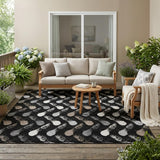 5' X 8' Black And Graphite Geometric Washable Indoor Outdoor Area Rug