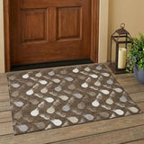 3' X 5' Chocolate And Brown Geometric Washable Indoor Outdoor Area Rug