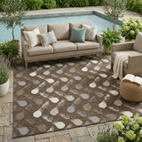 5' X 8' Chocolate And Brown Geometric Washable Indoor Outdoor Area Rug