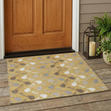 3' X 5' Gold And Beige Geometric Washable Indoor Outdoor Area Rug