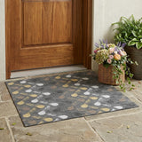 3' X 5' Gray And Graphite Geometric Washable Indoor Outdoor Area Rug