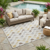 5' X 8' Ivory And Silver Geometric Washable Indoor Outdoor Area Rug