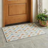 3' X 5' Pearl And Ivory Geometric Washable Indoor Outdoor Area Rug