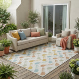 5' X 8' Pearl And Ivory Geometric Washable Indoor Outdoor Area Rug