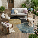 8' X 10' Black And Brown Abstract Washable Indoor Outdoor Area Rug