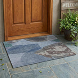 3' X 5' Denim Blue And Blue Abstract Washable Indoor Outdoor Area Rug