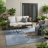 5' X 8' Denim Blue And Blue Abstract Washable Indoor Outdoor Area Rug
