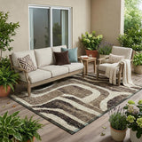 5' X 8' Taupe And Brown Abstract Washable Indoor Outdoor Area Rug