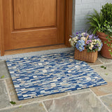 3' X 5' Blue And Silver Geometric Washable Indoor Outdoor Area Rug