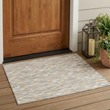 3' X 5' Beige And Brown Geometric Washable Indoor Outdoor Area Rug