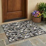 3' X 5' Black And Graphite Geometric Washable Indoor Outdoor Area Rug