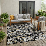 5' X 8' Black And Graphite Geometric Washable Indoor Outdoor Area Rug