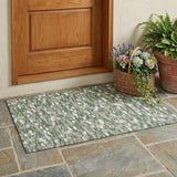 3' X 5' Green And Silver Geometric Washable Indoor Outdoor Area Rug