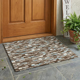 3' X 5' Chocolate And Brown Geometric Washable Indoor Outdoor Area Rug