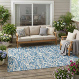5' X 8' Denim Blue And Blue Geometric Washable Indoor Outdoor Area Rug