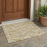 3' X 5' Gold And Beige Geometric Washable Indoor Outdoor Area Rug