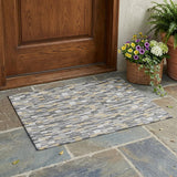 3' X 5' Gray And Silver Geometric Washable Indoor Outdoor Area Rug
