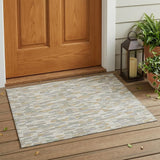 3' X 5' Ivory And Silver Geometric Washable Indoor Outdoor Area Rug