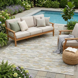5' X 8' Ivory And Silver Geometric Washable Indoor Outdoor Area Rug