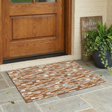 3' X 5' Orange And Silver Geometric Washable Indoor Outdoor Area Rug
