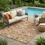 5' X 8' Orange And Silver Geometric Washable Indoor Outdoor Area Rug