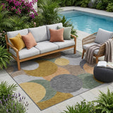 5' X 8' Gray And Graphite Geometric Washable Indoor Outdoor Area Rug