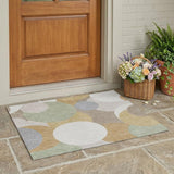 3' X 5' Ivory And Beige Geometric Washable Indoor Outdoor Area Rug