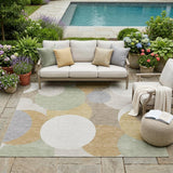 5' X 8' Ivory And Beige Geometric Washable Indoor Outdoor Area Rug