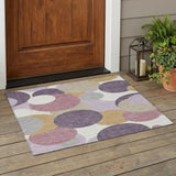 3' X 5' Plum And Purple Geometric Washable Indoor Outdoor Area Rug