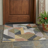 3' X 5' Graphite And Gray Geometric Washable Indoor Outdoor Area Rug
