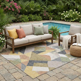 5' X 8' Graphite And Gray Geometric Washable Indoor Outdoor Area Rug