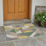 3' X 5' Linen And Ivory Geometric Washable Indoor Outdoor Area Rug