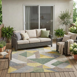 5' X 8' Linen And Ivory Geometric Washable Indoor Outdoor Area Rug