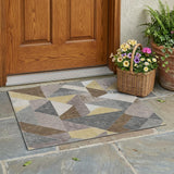 3' X 5' Brown And Silver Geometric Washable Indoor Outdoor Area Rug