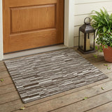 3' X 5' Chocolate And Brown Striped Washable Indoor Outdoor Area Rug
