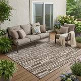 5' X 8' Chocolate And Brown Striped Washable Indoor Outdoor Area Rug
