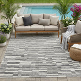 5' X 8' Graphite And Gray Striped Washable Indoor Outdoor Area Rug